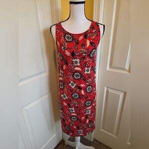 J.JILL RED FLORAL DRESS, SIZE XS